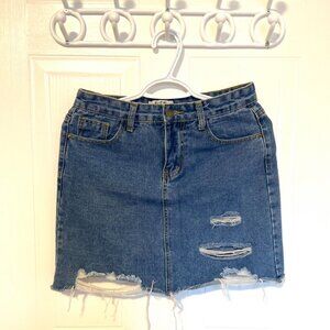 Gently Used Distressed Denim Skirt